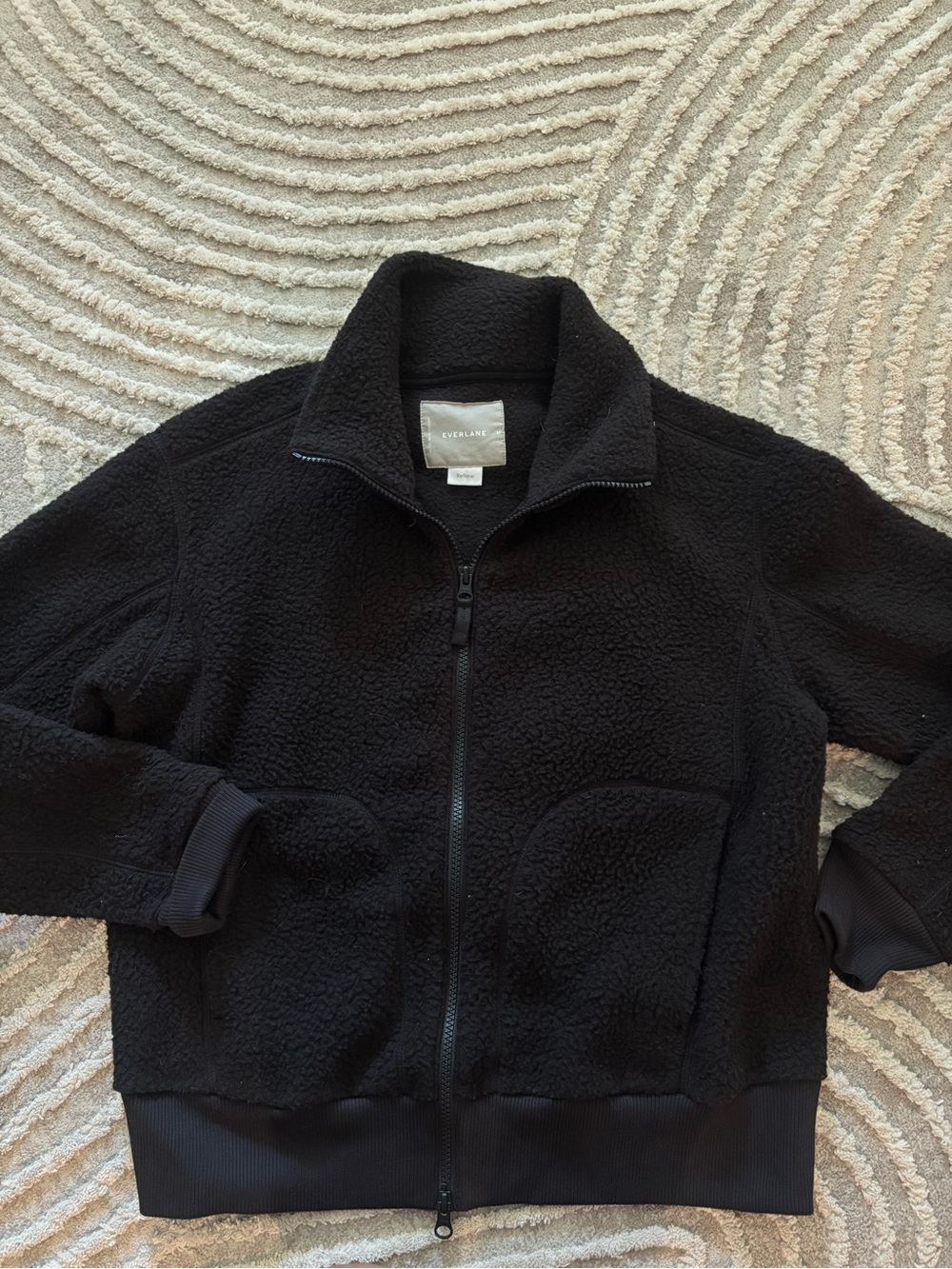Everlane Black Sherpa Zip Jacket